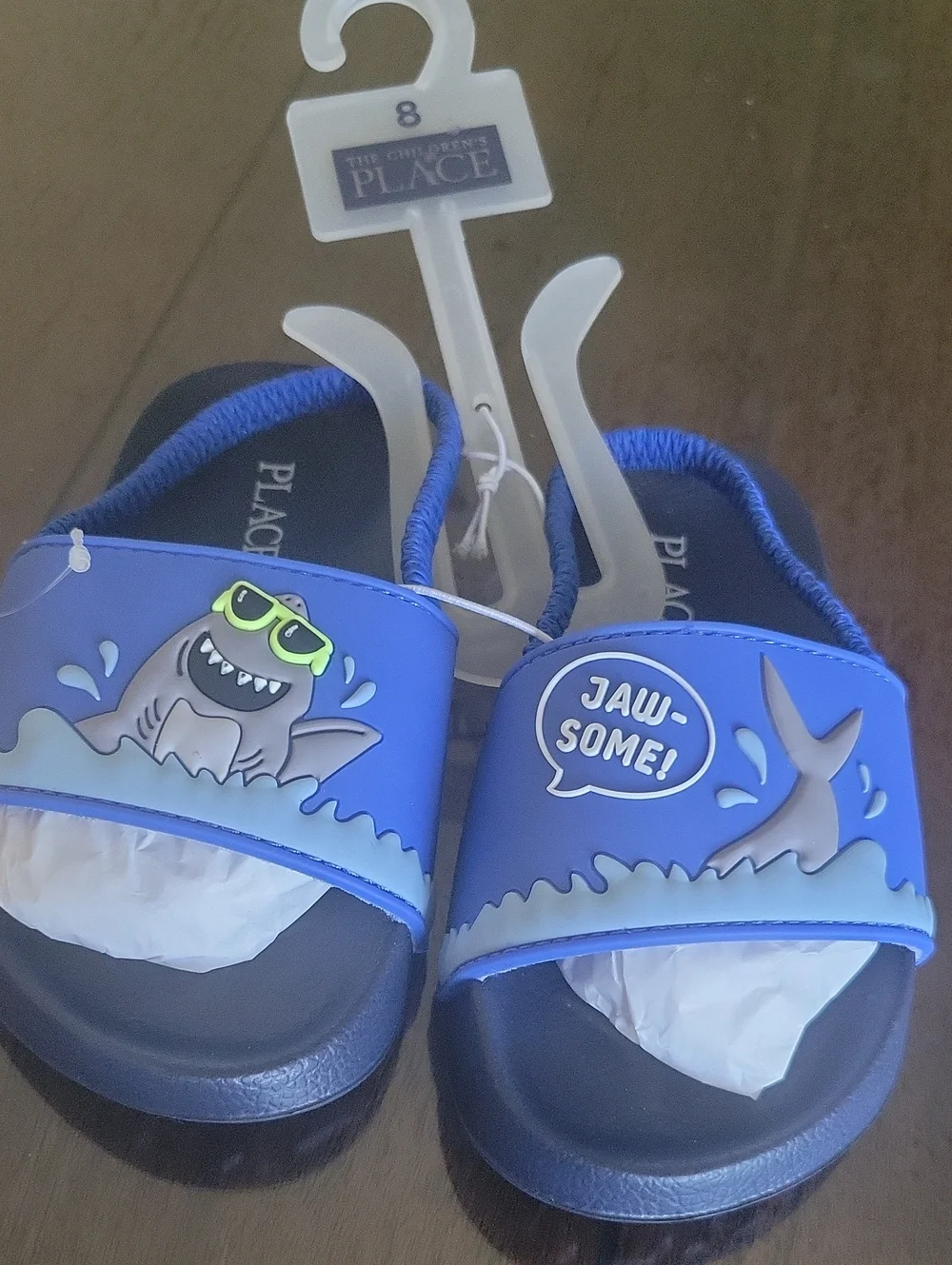 The Children's Place Blue Shark 'Jawsome' Slide Sandals for Kids